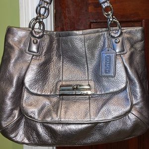 Coach Metallic Grey Tote Bag